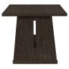 3-159.jpg 6-Piece Rustic Farmhouse Dining Set with Wire Brushed Finish, Rectangular Table with Trapezoid Legs, 4 Upholstered Linen Chairs & 1 Padded Bench for Dining Room & Kitchen