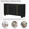 3-160.jpg Sideboard Buffet Cabinet with Storage, Wood Cabinet with Adjustable Shelves & Gold Handles for Kitchen, Dining Room & Living Room