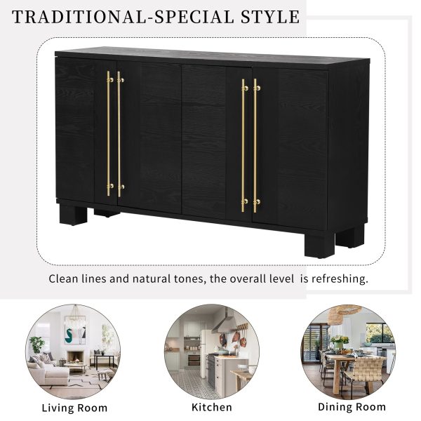 3-160.jpg Sideboard Buffet Cabinet with Storage, Wood Cabinet with Adjustable Shelves & Gold Handles for Kitchen, Dining Room & Living Room
