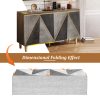 60" Retro 4-Door Buffet Cabinet, Vintage Sideboard with Dimensional Doors & Adjustable Shelves for Dining Room/Kitchen/Living Room