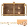 4-Door Large Storage Sideboard Buffet Cabinet with Glass Doors, Arched Design & Adjustable Shelves for Kitchen, Dining Room & Living Room