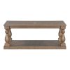 Vintage Coffee Table with Artistic Vase Column Legs and Luxurious Pine Veneer, Boasting Timeless Charm for Living Room & Study