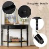 Farmhouse Half-Moon Console Table with Storage Drawer & Open Shelf C Rustic Accent & Sofa Table for Entryway, Living Room, Hallway and Foyer