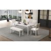 Vintage Extendable 6-Person Dining Set with 4 Chairs & Bench, 59-72 Inch Rustic Farmhouse Kitchen Table with Distressed Finish & Retro Carved Legs
