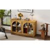 Large 4-Door Storage Buffet Sideboard with Glass Doors, Arched Cabinet with Adjustable Shelves for Kitchen, Dining Room & Living Room