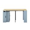 Extendable Dining Table with 3 Removable Leaf Inserts, Mobile Rolling Kitchen Island with Power Outlet & Space-Saving Storage Cabinet for Dining & Living Rooms