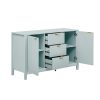 Wave Design Sideboard with 3 Adjustable Shelves, 3 Drawers and Soft-Close Doors. This storage console table features metal handles, is ideal for study, hallway and living room use, and comes in 3 colors.