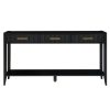 60" Black Painted Console Table with 3 Drawers & Storage Shelf, Farmhouse Wooden Entryway Sofa Table for Living Room, Hallway, Entryway, Foyer & Corridor