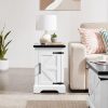 Rustic Farmhouse Rectangular End Table & Nightstand with Barn Door & Adjustable Storage Shelf, Versatile Side Table for Living Room and Bedroom