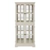 Vintage Curio Display Cabinet with Glass Doors, Adjustable Shelves & Four-Door Design C Ideal for Collectibles, Home & Office Antique Showcase (E26 Bulb Included, White)