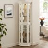 3-215.jpg Lighted Corner Curio Cabinet with Tempered Glass Doors & Adjustable Shelves, Includes Bead Bulb C Perfect Home Bar Cabinet & Decorative Display Piece