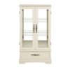 3-218.jpg Lighted Glass Curio Display Cabinet with Adjustable Glass Shelves, 2 Doors & 1 Drawer, Bulb Included