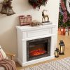 White Electric Fireplace with Mantel Surround, 23" Fireplace Insert, Adjustable Flame & Remote Control