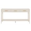 60" Beige Painted Console Table with 3 Drawers & Storage Shelf, Farmhouse Wooden Entryway Sofa Table for Living Room, Hallway, Entryway, Foyer and Corridor