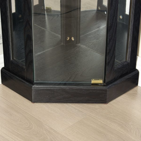 3-224.jpg Lighted Corner Curio Cabinet C Elegant Display Case for Living Room, Ideal for Antique Collectibles, Wine & Bar Glass Storage