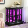 3-225.jpg LED Curio Display Cabinet, Antique-Style Showcase with Adjustable Shelves, Retro Design with Lattice Doors, Elegant Bookcase & Storage Cabinet for Home Decoration & Organization