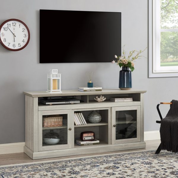 Contemporary TV Media Stand, Modern Entertainment Console for TVs Up to 65", with Open & Closed Storage Space