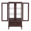 Lighted Glass Curio Cabinet with Adjustable Glass Shelves, 2 Doors & 1 Drawer, Multifunctional Display/Wine Storage Cabinet, Sideboard with Included Bulb