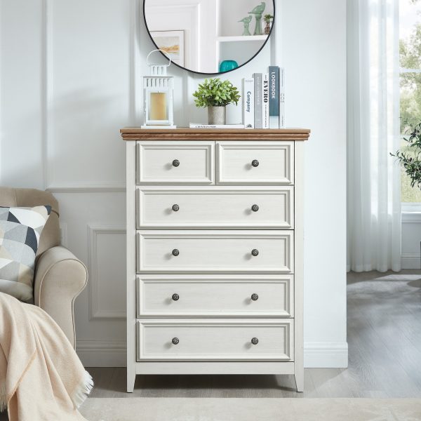Modern 6-Drawer Dresser Cabinet, Farmhouse Style Chest of Drawers C Multi-Functional Closet Organizer for Living Room, Perfect for Clothes Storage & Home Organization