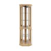 3-236.jpg Lighted Corner Glass Curio Cabinet, Corner Display Case for Living Room, Ideal for Antique Collections, Wine and Bar Glass Storage with Light Included