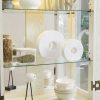 Lighted Glass Curio Display Cabinet with Wooden Frame, Multifunctional Glass Storage & Wine Cabinet, Ideal for Toy & Antique Display in Living Room, Kitchen and Pantry, Light Bulb Included