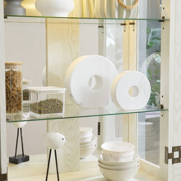 Lighted Glass Curio Display Cabinet with Wooden Frame, Multifunctional Glass Storage & Wine Cabinet, Ideal for Toy & Antique Display in Living Room, Kitchen and Pantry, Light Bulb Included