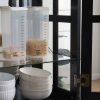 Vintage Curio Display Cabinet with 4 Glass Doors & Adjustable Shelves, Antique Style Showcase for Collectibles, Ideal for Home & Office, E26 Bulb Included