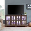 LED Antique Curio Display Cabinet with 4 Glass Doors & Adjustable Shelves, Vintage Showcase for Collectibles, Ideal for Home and Office Use
