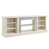 3-259.jpg Large TV Media Entertainment Stand with Faux Stacked Stone Surround, Media Console Table and Spacious Storage Cabinet