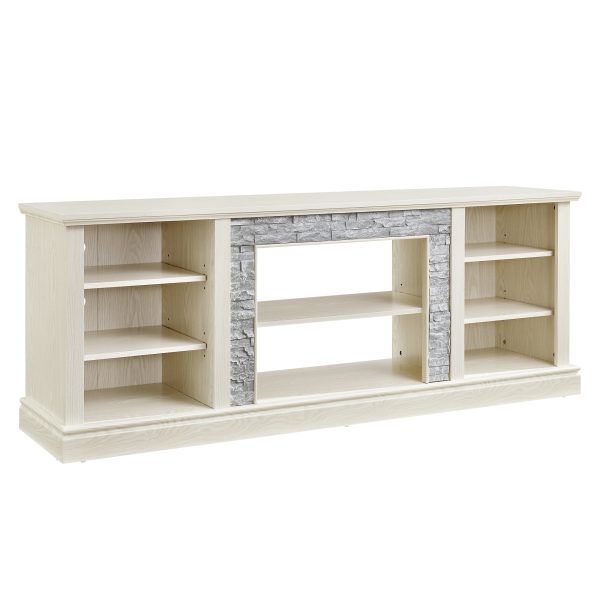 3-259.jpg Large TV Media Entertainment Stand with Faux Stacked Stone Surround, Media Console Table and Spacious Storage Cabinet