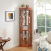 Corner Lighted Glass Curio Cabinet, Multi-Purpose Corner Display Case for Living Room, Ideal for Antique Collections, Wine & Bar Glass Storage (Included Light)
