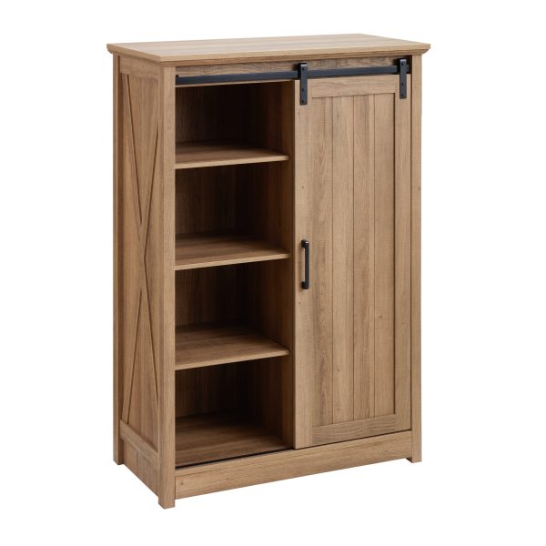 3-268.jpg 5-Drawer Dresser with Sliding Barn Door, Farmhouse Modern Tall Chest of Drawers, Multi-Purpose Storage Organizer for Bedroom, Hallway, Living Room & Kids Room