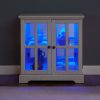 3-269.jpg LED Lighted Curio Display Cabinet with Lattice Doors, Adjustable Shelves & Retro Design, Multi-Functional Quality Showcase for Antiques, Elegant Bookcase & Storage Cabinet for Home Decoration and Organization