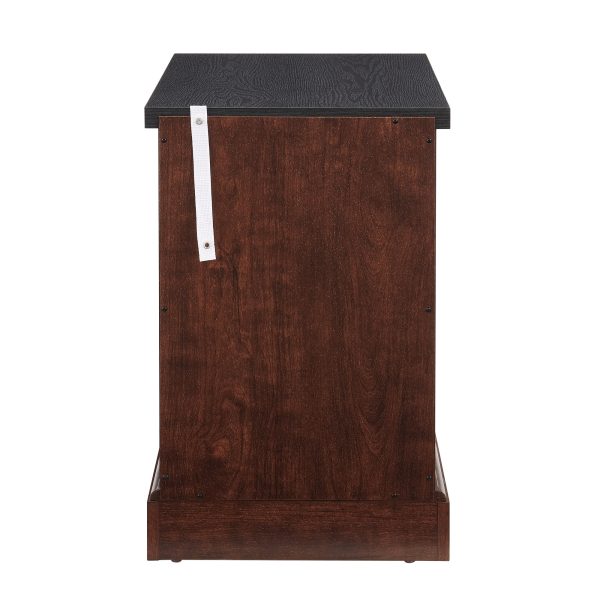 3-273.jpg Farmhouse Rectangular End Table with Barn Door & Adjustable Storage Shelf, Rustic Sofa Side Table for Living Room and Bedroom