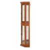 3-274.jpg Lighted Corner Curio Cabinet with Tempered Glass Doors, Adjustable Glass Shelves, Bead Bulb Included, Multi-Functional Display Cabinet with Glass Shelving & Bar Storage