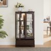 3-276.jpg Lighted Glass Curio Cabinet with Adjustable Glass Shelves, 2 Doors, 1 Drawer and Included Bulb