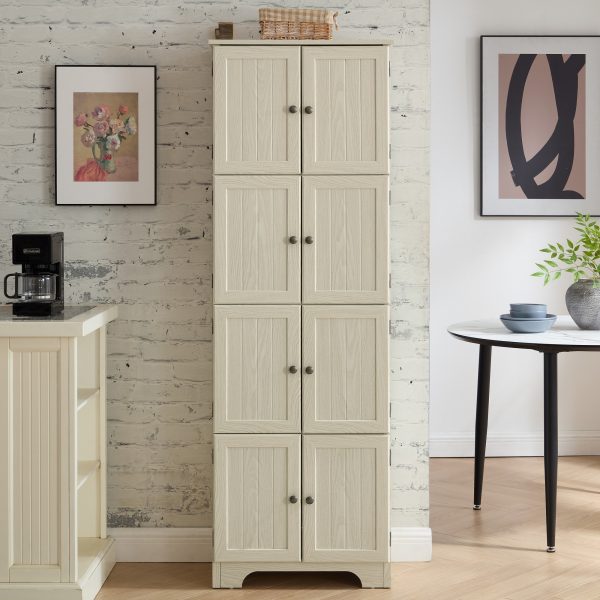 3-279.jpg 72.4" Tall Freestanding Storage Cabinet with 8 Doors & 4 Shelves, Multi-Purpose Bookshelf for Living Room, Kitchen, Dining Room & Office