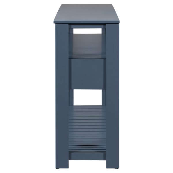 61.5'' Large Entryway Console Table with 4 Drawers & 3-Tier Open Shelves, Painted Finish with Metal Handles, Versatile Sofa Table for Living Room, Bedroom, Foyer & Kitchen