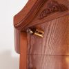 3-282.jpg Lighted Corner Glass Curio Cabinet with Carved Decoration, Wine & Bar Cabinet Featuring Adjustable Glass Shelves & Included Bulb