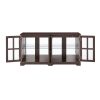 3-283.jpg LED-Lit Antique Curio Display Cabinet with 4 Glass Doors & Adjustable Shelves, Vintage Showcase for Collectibles, Home & Office