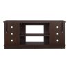 3-288.jpg TV Media Stand with Faux Stacked Stone Surround, Modern Entertainment Console Featuring Open Storage
