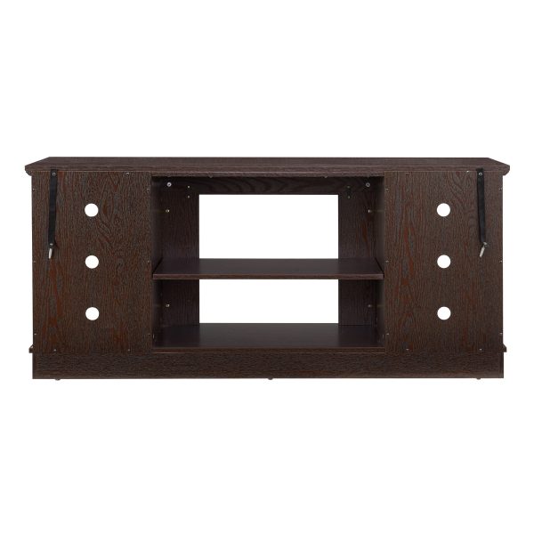 3-288.jpg TV Media Stand with Faux Stacked Stone Surround, Modern Entertainment Console Featuring Open Storage