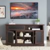 3-289.jpg Embossed Pattern TV Stand & Media Console C Features Open/Closed Storage Space and Sliding Door, Suitable for Living Room & Bedroom