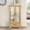 3-299.jpg Lighted Glass Curio Cabinet with Adjustable Glass Shelves, 2 Doors, 1 Drawer & Included Light Bulb