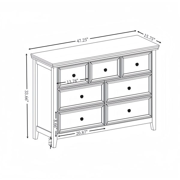 Modern & Farmhouse 7-Drawer Dresser, Chest of Drawers Closet Organizer for Clothes Storage in Living Room