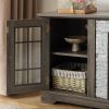 58" Modern TV Stand with 2-Door Storage, Faux Stone Media Console, Grey Large Entertainment Center for Living Room