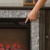 Modern 58" TV Stand with 18" Electric Fireplace, Faux Stone Media Console & 2-Door Storage, Grey Living Room Entertainment Center