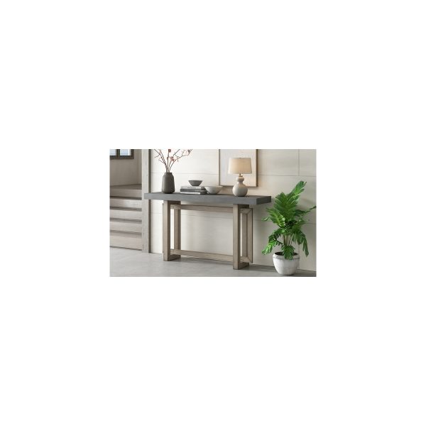 3-34.jpg 59.1'' Painted Entryway Console Table with Pine Veneer, Unique Triple Rectangle Design, Thick Solid Pine Wood Legs, Extra Long Sofa Table for Hallway, Living Room & Kitchen