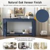 59.8'' Modern Farmhouse Console Table with Oak Veneer, 3 Drawers & Lower Shelf, Semi-Circular Design Wood Sofa Table, Ideal for Living Room, Hallway, Entryway, Foyer & Corridor