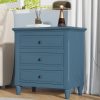 28'' Pine Wood Nightstand with 3 Drawers & Smooth-Glide Rails, Minimalist Bedside Cabinet with Metal Handles & Rubber Feet, Versatile Side Table for Bedroom, Sofa, Couch & Office